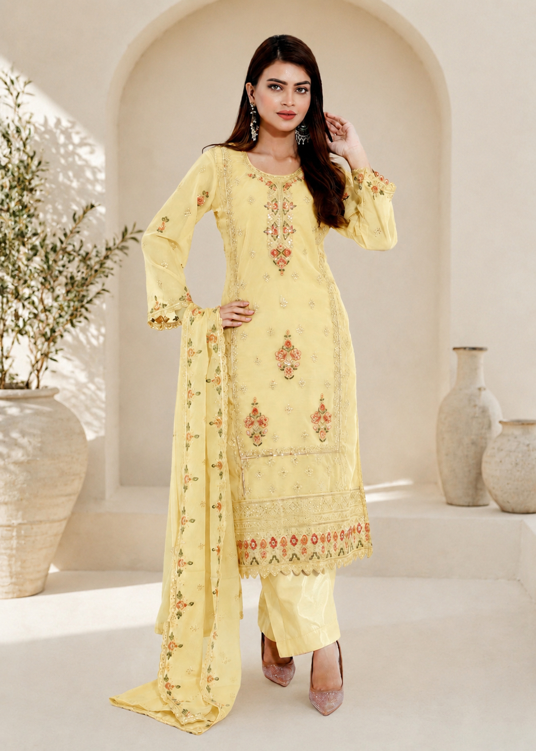 Golden Glow - Georgette Embroidered Salwar Kameez