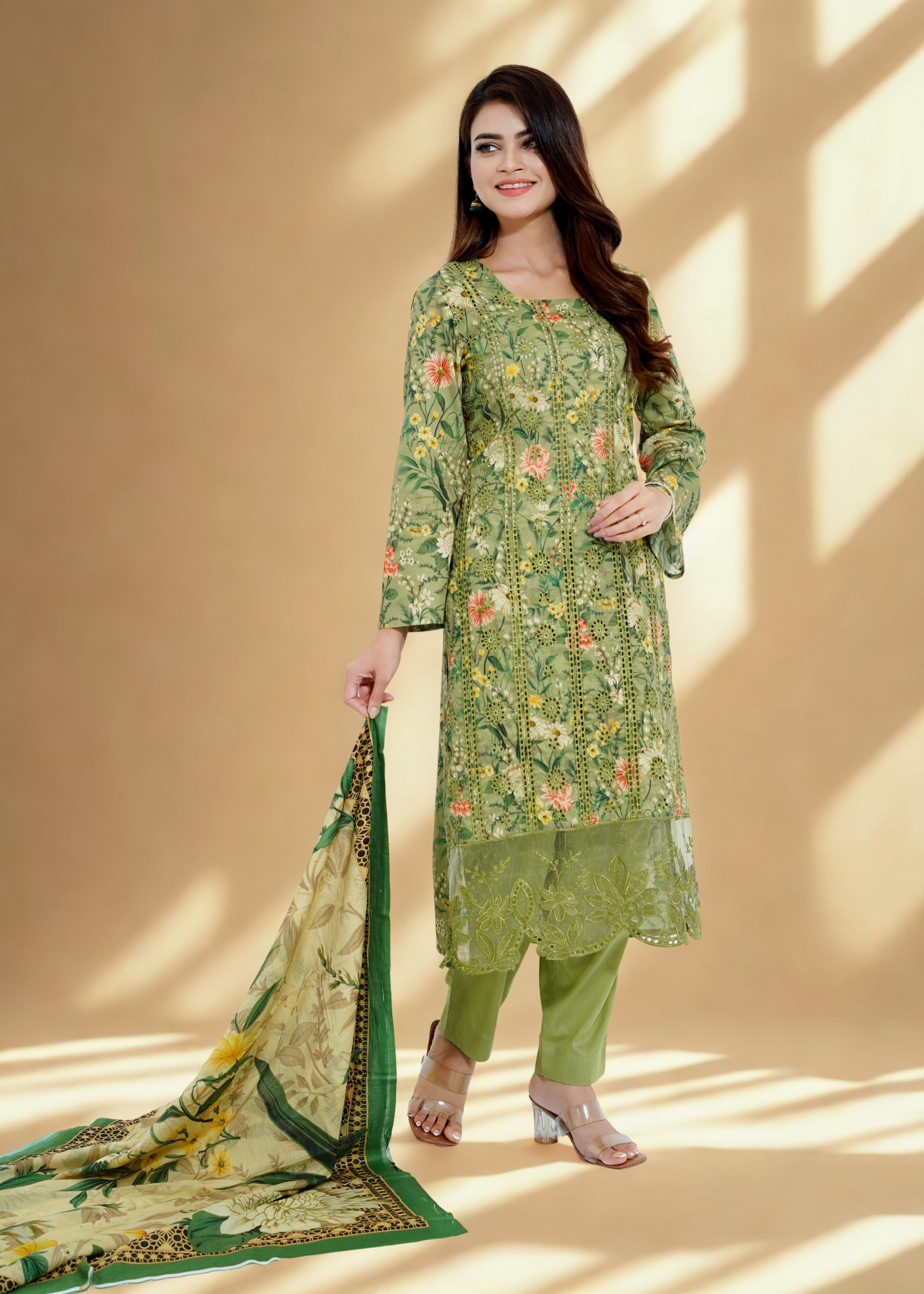 Olive - Women’s Floral 3-Piece Suit