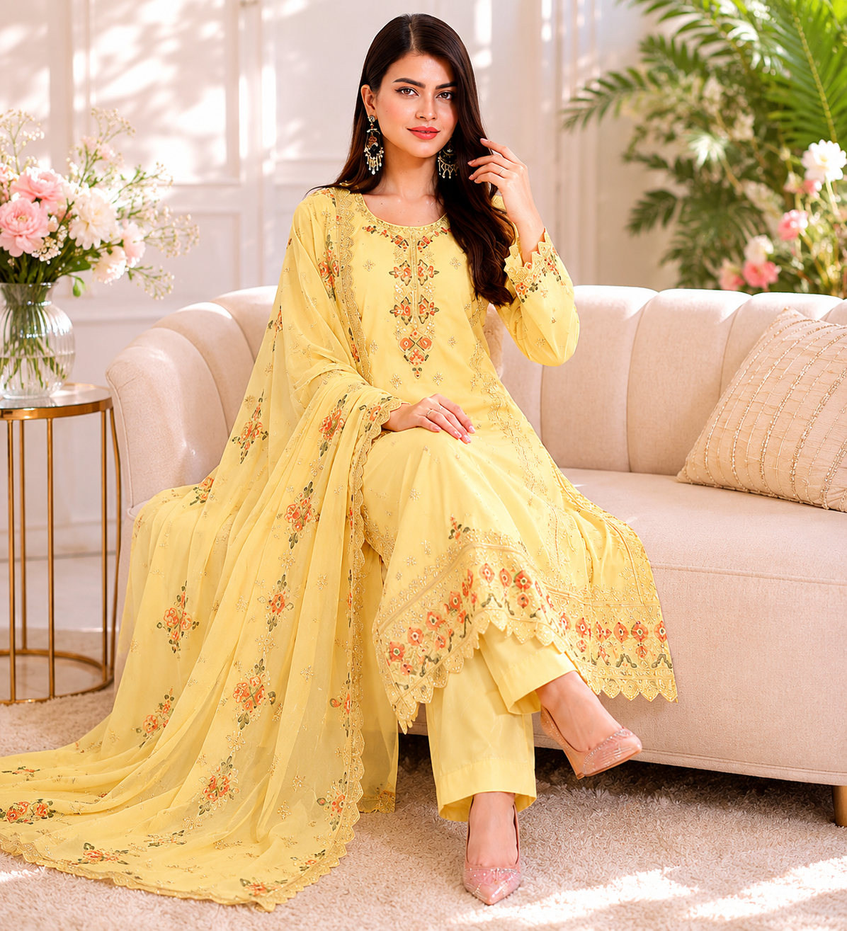 Golden Glow - Georgette Embroidered Salwar Kameez